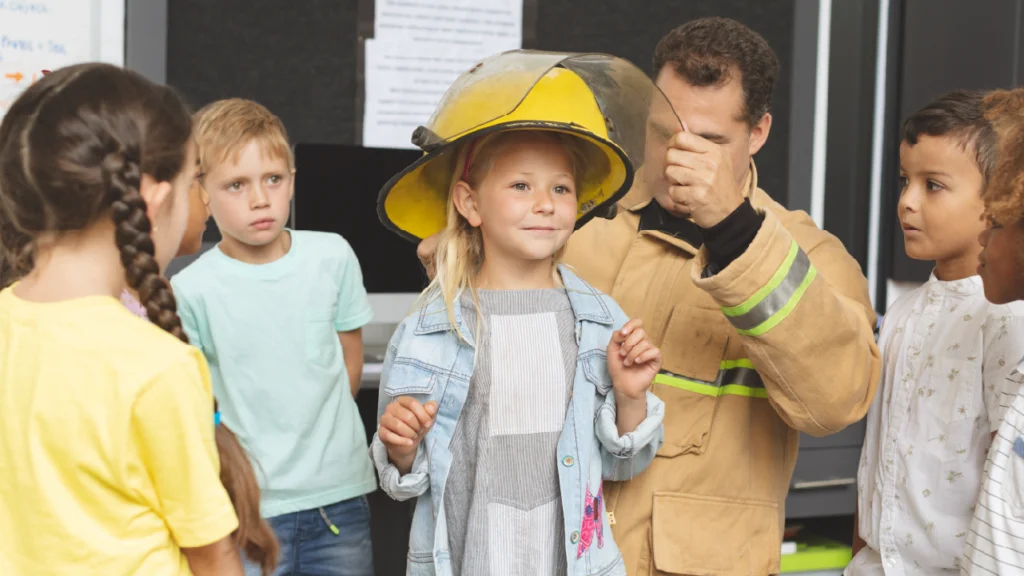 Niños en actividad de seguridad.